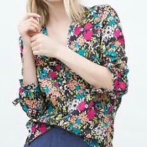 Zara basic floral cotton shirt XS